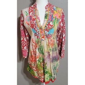 Antica Santoria Cotton Embroidered Tunic Top